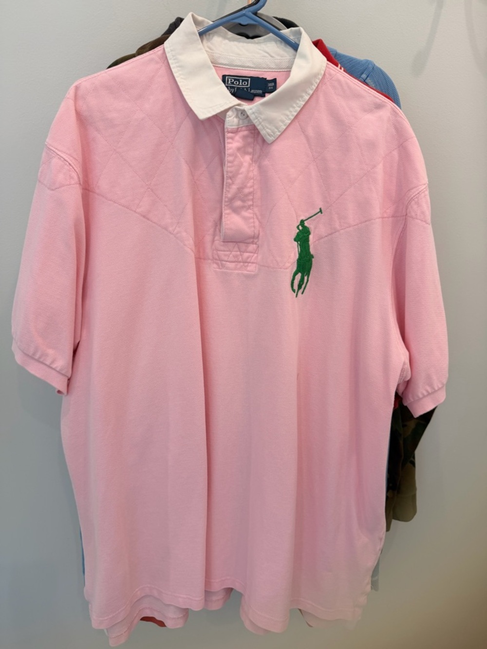 Polo by Ralph Lauren Light Pink Polo with White Collar and Green Pony